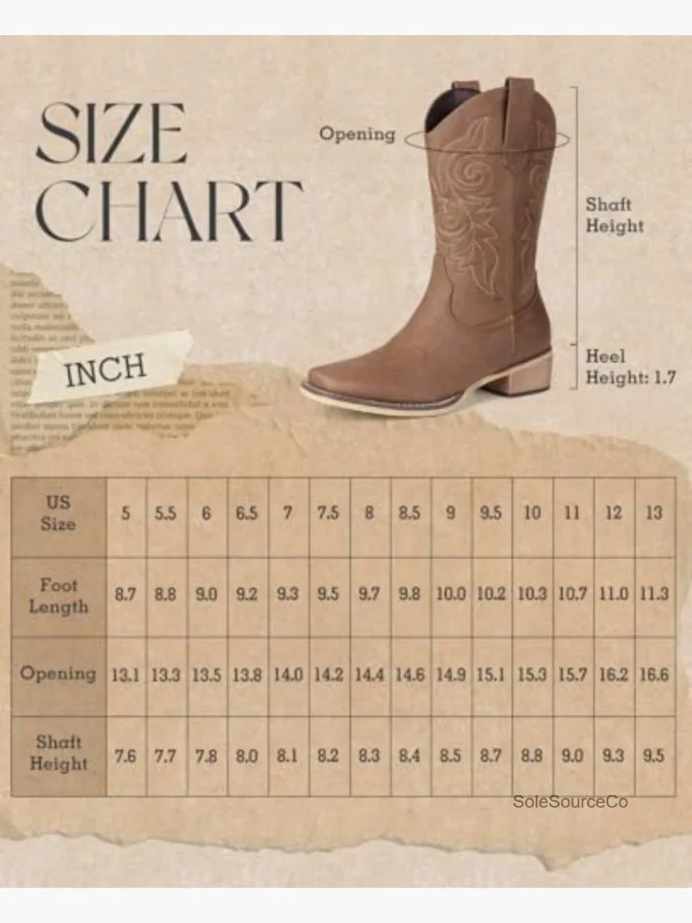Women's Square Toe Mid Calf Cowgirl Boots Low Chunky Heel Pull On - Picture 6 of 7
